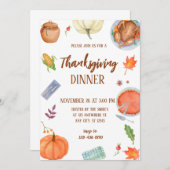 Invitation Dîner d'action de grâces avec un Citrouille turc (Devant / Derrière)
