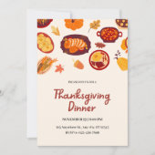 Invitation Dîner d'action de grâces beige illustré (Devant)