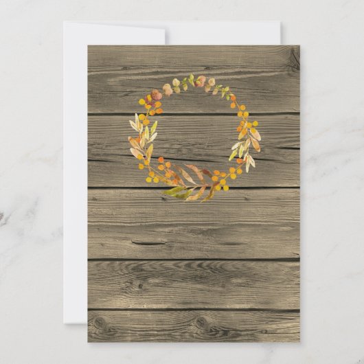 Invitation Dîner d'action de grâces Bois de grange rustique (Dos)