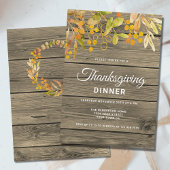 Invitation Dîner d'action de grâces Bois de grange rustique