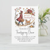 Invitation Dîner d'action de grâces branché fille Citrouille  (Debout devant)