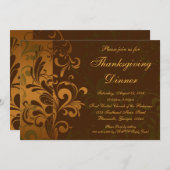 Invitation Dîner d'action de grâces Brown de châtaignes (Devant / Derrière)