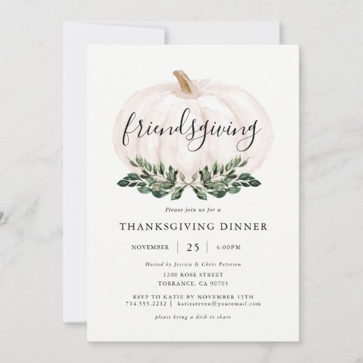 Invitation Dîner d'action de grâces citrouille (Devant)