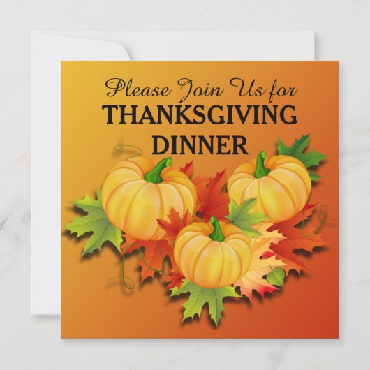 Invitation Dîner d'action de grâces - Citrouille (Devant)