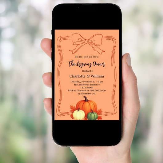 Invitation Dîner d'action de grâces citrouille arc atomique t