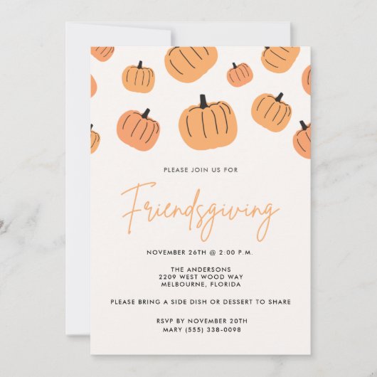 Invitation Dîner d'action de grâces Citrouille d'automne (Devant)