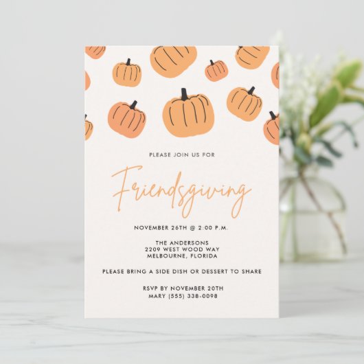 Invitation Dîner d'action de grâces Citrouille d'automne (Debout devant)