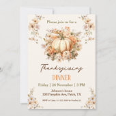 Invitation Dîner d'action de grâces Citrouille Pastel Orange  (Devant)