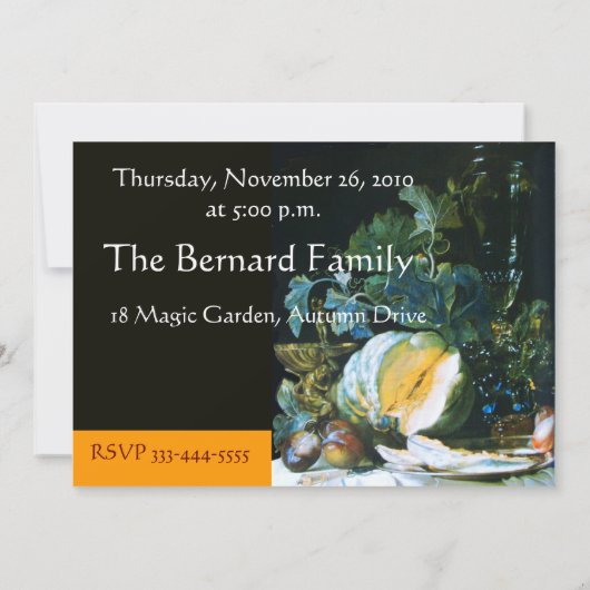 Invitation Dîner d'action de grâces, citrouilles, FRUITS ET G (Dos)