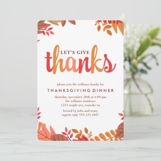 Invitation Dîner d'action de grâces d'automne (Debout devant)