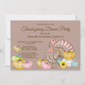 Invitation Dîner d'action de grâces dinde Turquie Citrouilles (Devant)