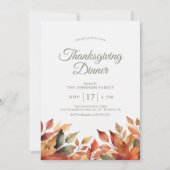 Invitation Dîner d'action de grâces Élégant du Foliage d'auto (Devant)
