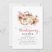 Invitation Dîner d'action de grâces élégant floraux et Citrou (Devant)