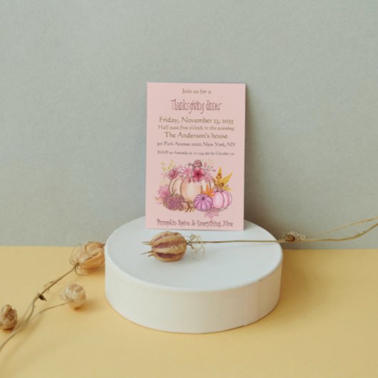 Invitation Dîner d'action de grâces épicé et joli Citrouille 