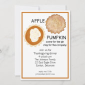 Invitation Dîner d'action de grâces et tarte (Devant)