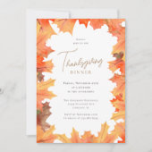 Invitation Dîner d'action de grâces Feuilles d'automne (Devant)