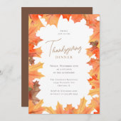 Invitation Dîner d'action de grâces Feuilles d'automne (Devant / Derrière)