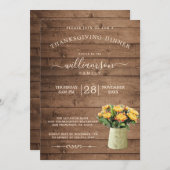 Invitation Dîner d'action de grâces florale de Chrysantememum (Devant / Derrière)