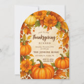 Invitation Dîner d'action de grâces florales Citrouilles (Devant)