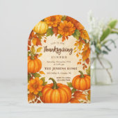 Invitation Dîner d'action de grâces florales Citrouilles (Debout devant)