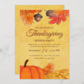 Invitation Dîner d'action de grâces Invitation, Fête de vacan (Devant / Derrière)