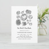 Invitation Dîner d'action de grâces minima dessiné à la main (Debout devant)