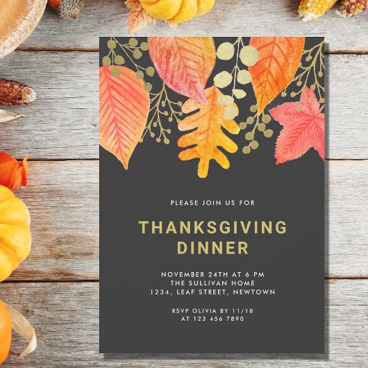 Invitation Dîner d'action de grâces moderne