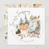 Invitation Dîner d'action de grâces pour filles mignonnes (Devant / Derrière)