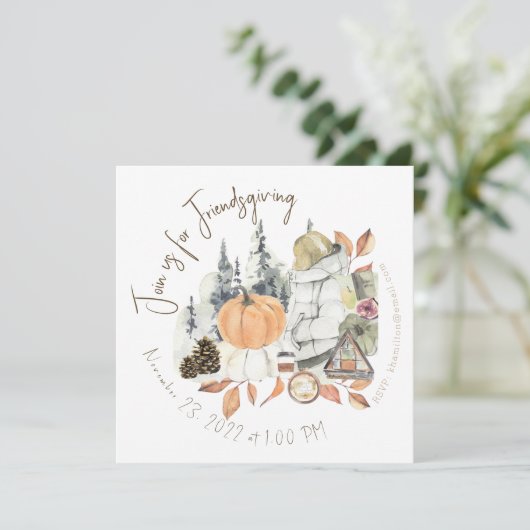 Invitation Dîner d'action de grâces pour filles mignonnes (Debout devant)