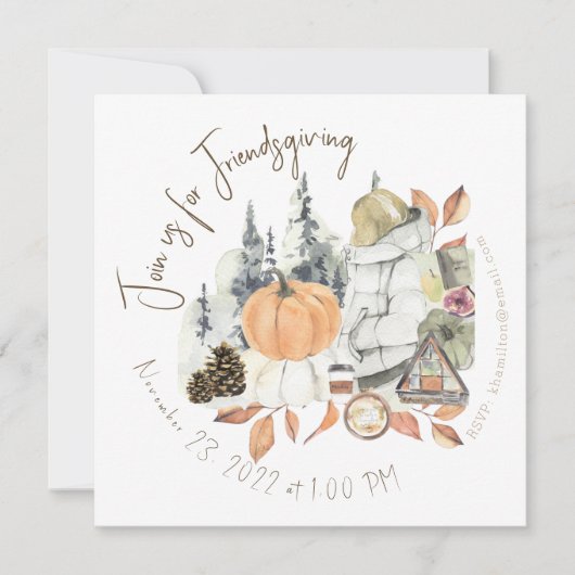 Invitation Dîner d'action de grâces pour filles mignonnes (Devant)