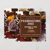 Invitation Dîner d'action de grâces pour les amis Flores d'au (Devant / Derrière)