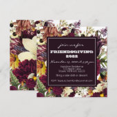 Invitation Dîner d'action de grâces pour les amis Flores d'au (Devant / Derrière)