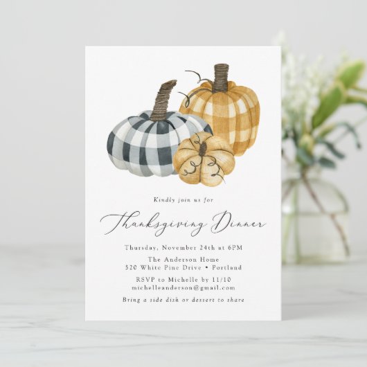 Invitation Dîner d'action de grâces Russe Citrouille (Debout devant)