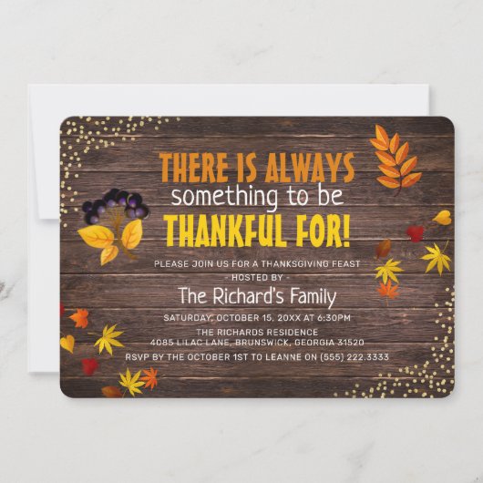 Invitation Dîner d'action de grâces rustique (Devant)