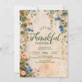 Invitation Dîner d'action de grâces rustique bleu et orange (Devant)