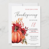 Invitation Dîner d'action de grâces rustique Citrouille rouge (Devant)
