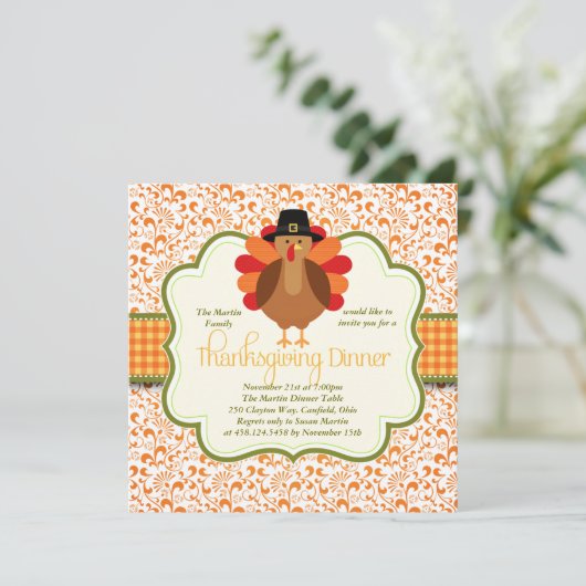 Invitation Dîner d'action de grâces rustique élégant (Debout devant)