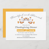 Invitation Dîner d'action de grâces simple chute d'aquarelle (Devant / Derrière)