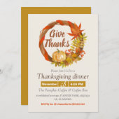 Invitation Dîner d'action de grâces simple chute d'aquarelle  (Devant / Derrière)