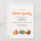 Invitation Dîner d'action de grâces simple Citrouille d'autom (Devant)