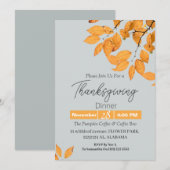 Invitation Dîner d'action de grâces simple et élégant Chute f (Devant / Derrière)