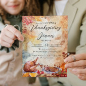 Invitation Dîner d'action de grâces Table et Motifs d'automne