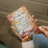 Invitation Dîner d'action de grâces Table et Motifs d'automne