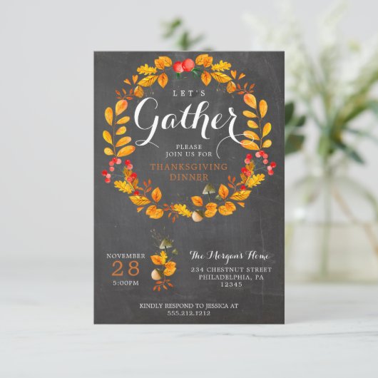 Invitation Dîner d'action de grâces - Tableau de bord (Debout devant)