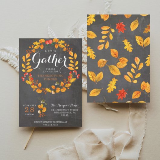Invitation Dîner d'action de grâces - Tableau de bord