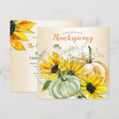Invitation Dîner d'action de grâces tournesol Floral et Citro (Devant / Derrière)