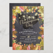 Invitation Dîner d'action de grâces Turquie Citrouilles et fe (Devant / Derrière)