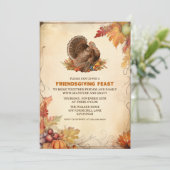 Invitation Dîner d'action de grâces vintage (Debout devant)