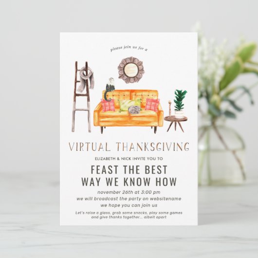Invitation Dîner d'action de grâces virtuel (Debout devant)