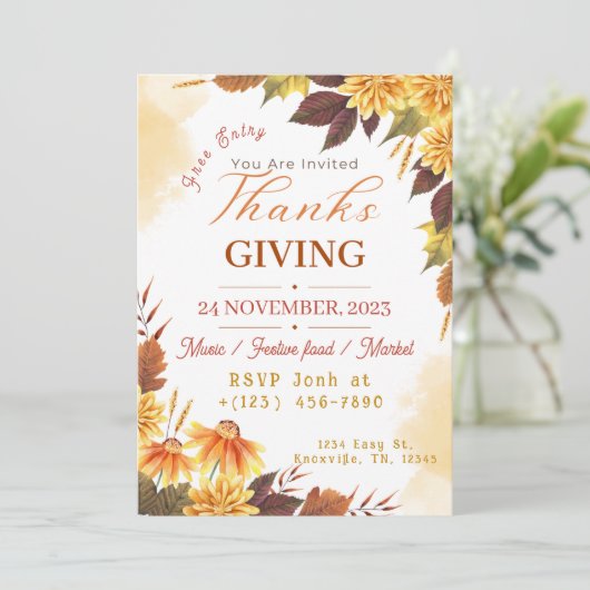 Invitation Dîner d'action de grâcesInvitation modèle (Debout devant)